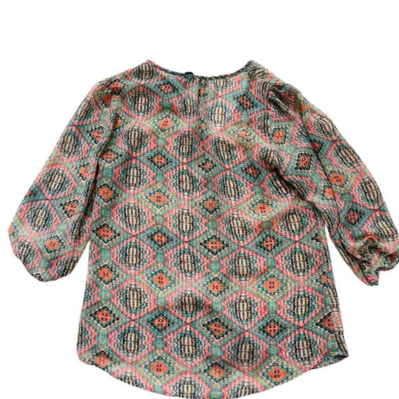 Living Doll Casual Aztec Print Chiffon Blouse Size XS Women's - Picture 3 of 8